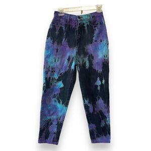 Be'Bop Clothing Women's Tie-Dye High-Rise Mom Jeans Black and Purple Size 11/12